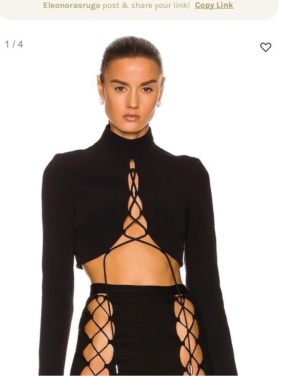 David Koma Tops - David Koma elegant tie Black Long-Sleeve Lace-Up Crop Top Size UK 6 barely worn